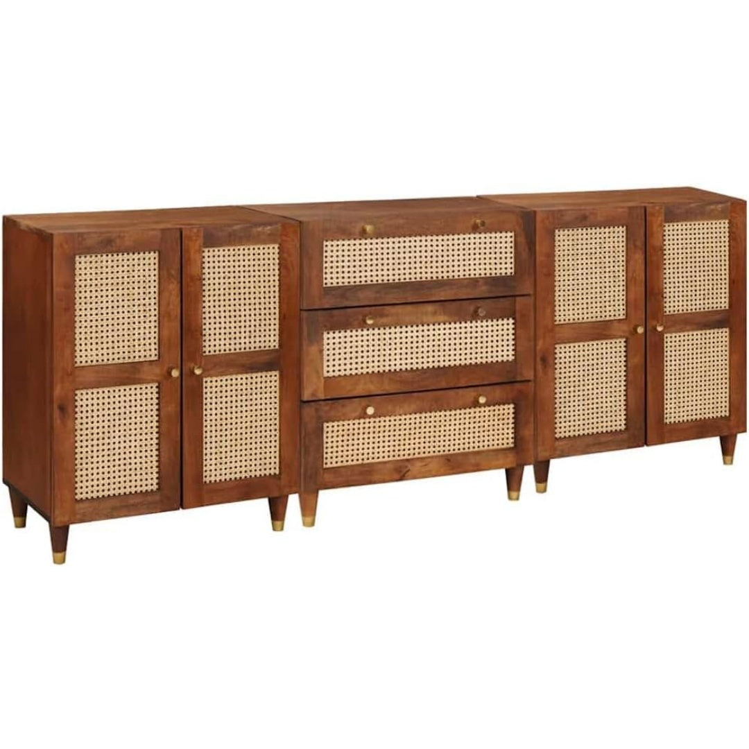 Sideboard mit Flechtoptik und geflochtenen Elementen