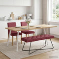 Hocker aus Stoff und Metall in Weiss und Dunkelrot
