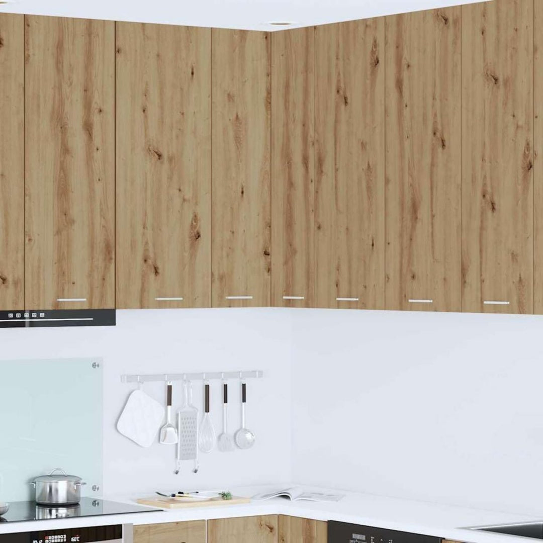 Wandschrank aus Holzwerkstoff in Weiss und Eichenbraun