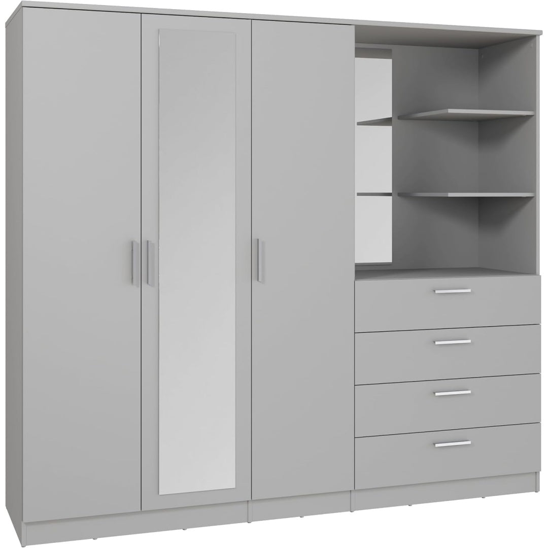 Kleiderschrank mit Schubladen und einem Spiegel