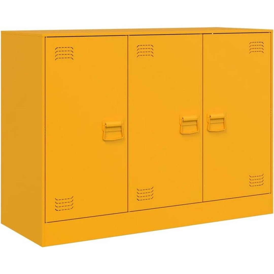 3 Tueren und ein Metallgestell an dem Sideboard
