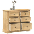 Das Sideboard vereint 6 Schubladen mit Metallgriffen