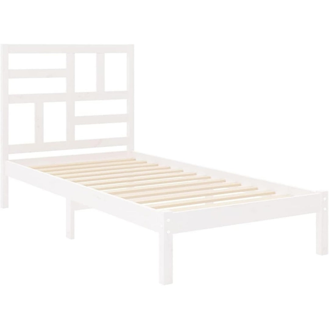 Das Bettgestell misst 90 x 200 cm in Weiss