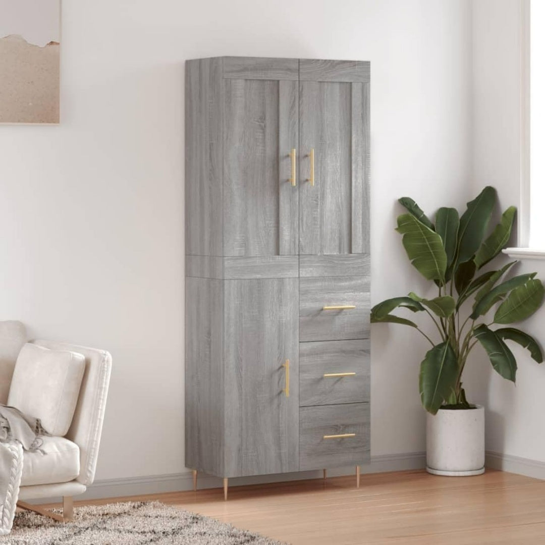 Geschlossener Stauraum an dem Hochschrank mit den Massen 69.5 x 34 x 180 cm aus Holzwerkstoff