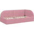 Bettgestell aus Stoff und Holzwerkstoff in Rosa