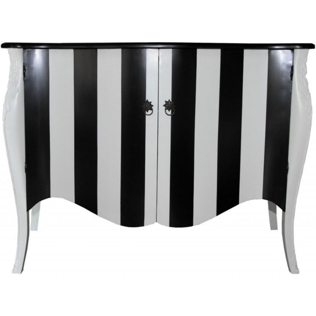 Das Sideboard zeigt sich in Schwarz und Weiss
